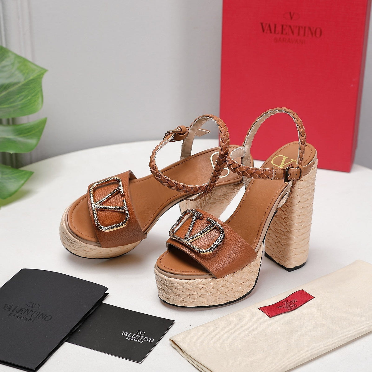 VT 25 Platform Sandals Brown Cowhide Espadrilles