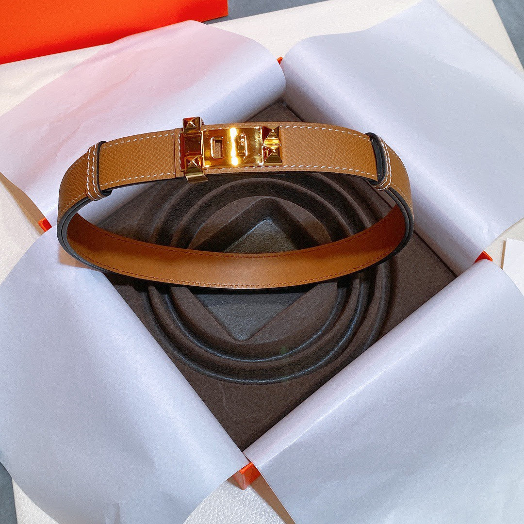 collier de chien belt 24mm brown epsom gold buckle