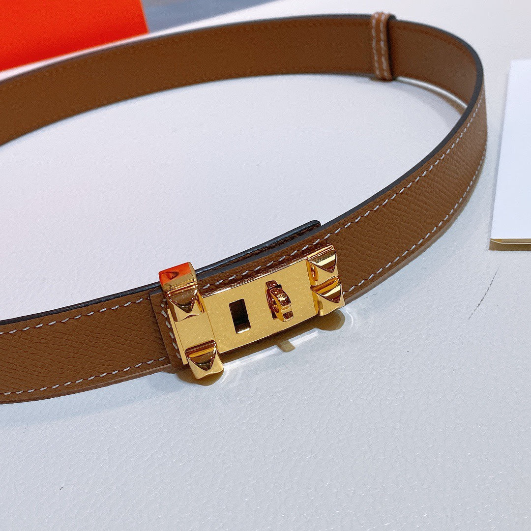 collier de chien belt 24mm brown epsom gold buckle