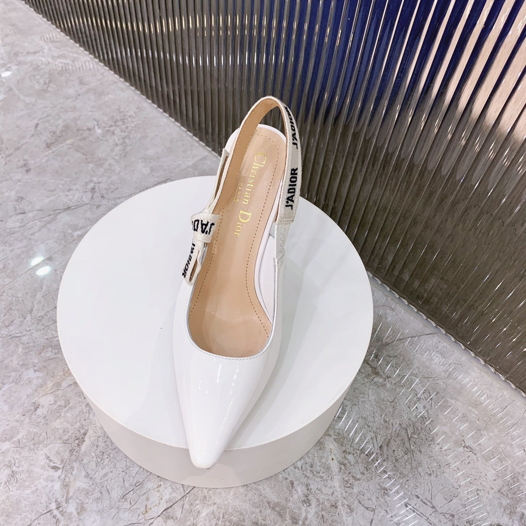 cd slingback pumps 95 white patent calfskin