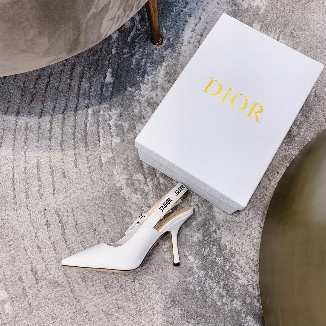 cd slingback pumps 95 white patent calfskin