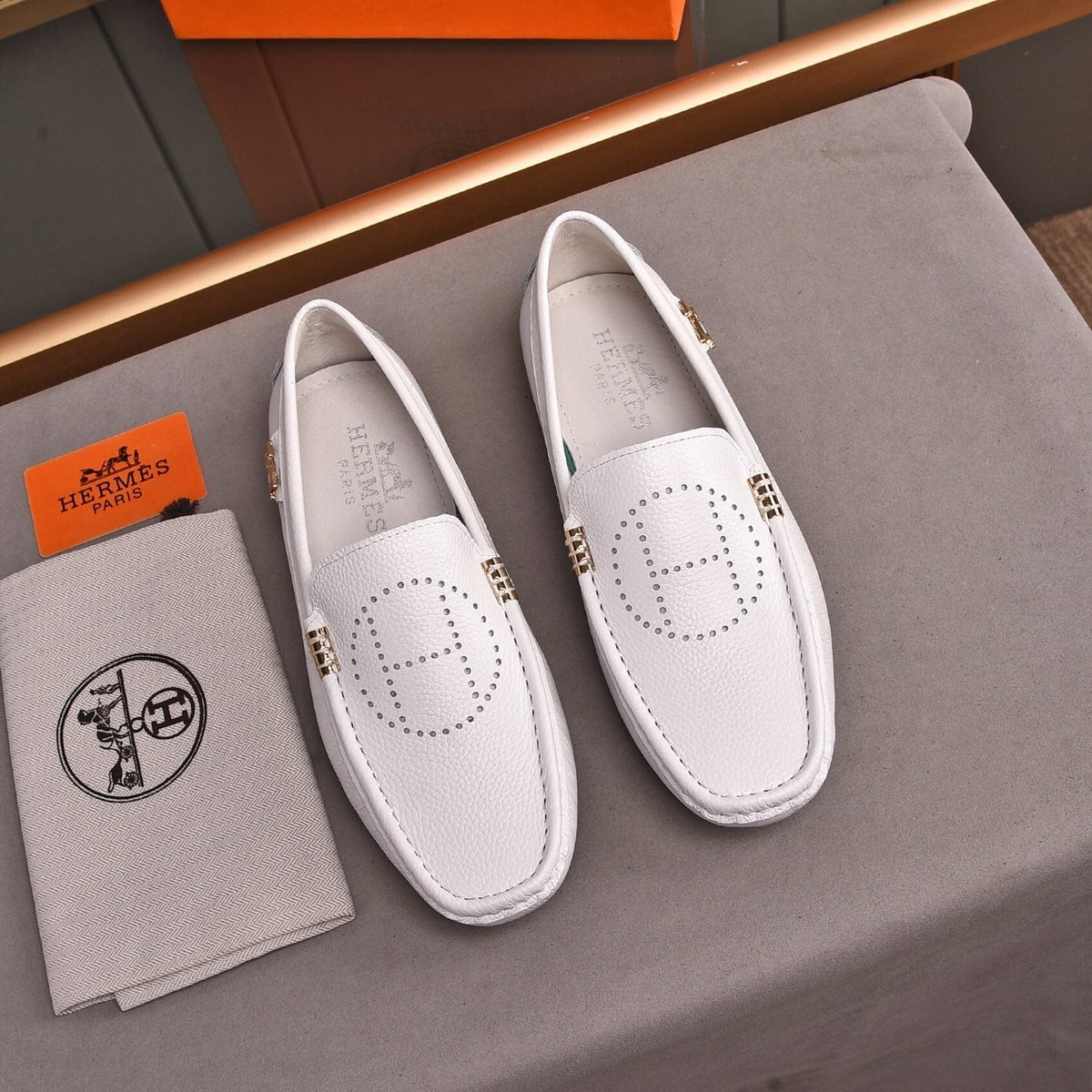 HM Men's Loafer White Cowhide 509529