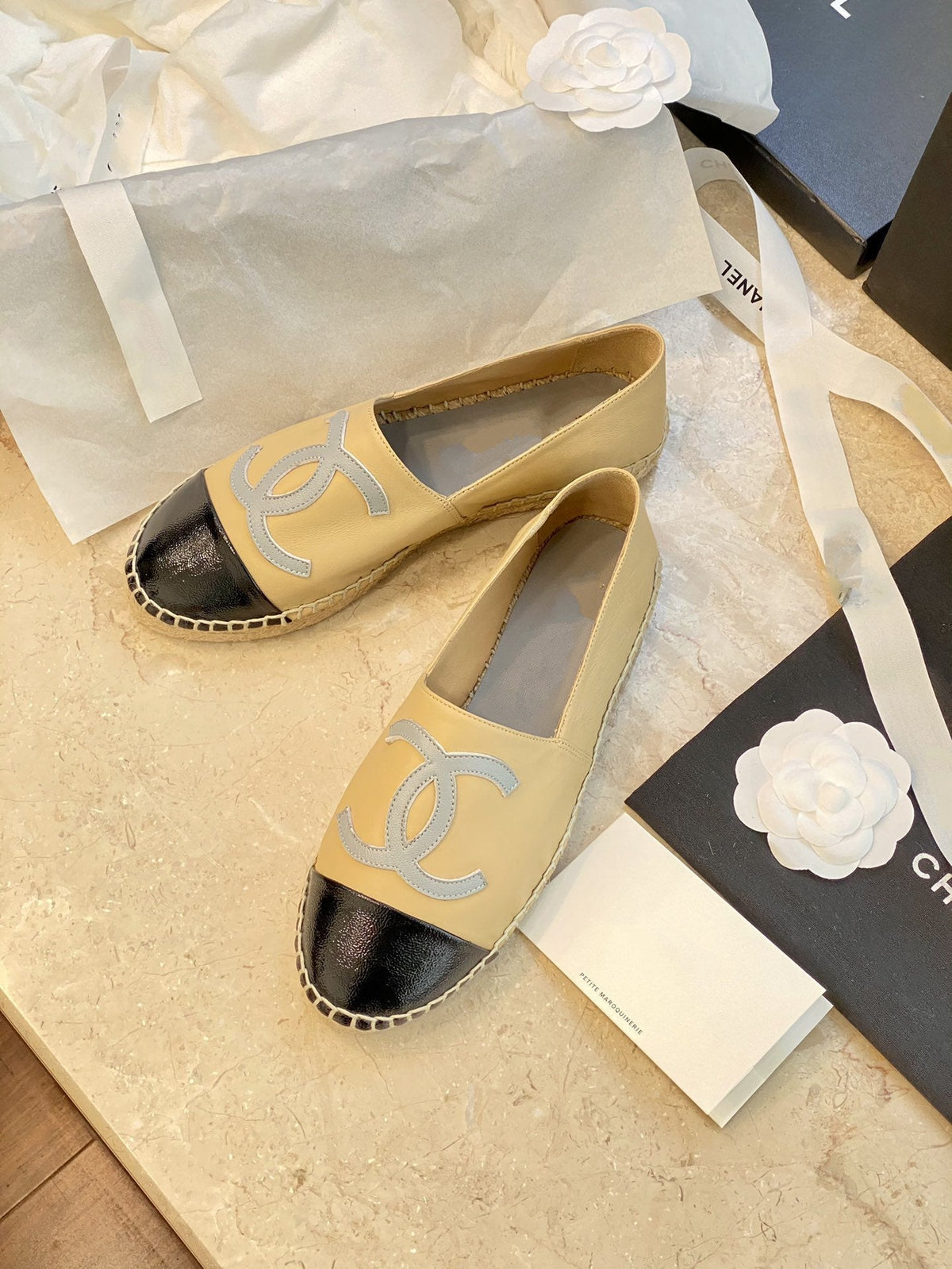 espadrilles beige balck lambskin