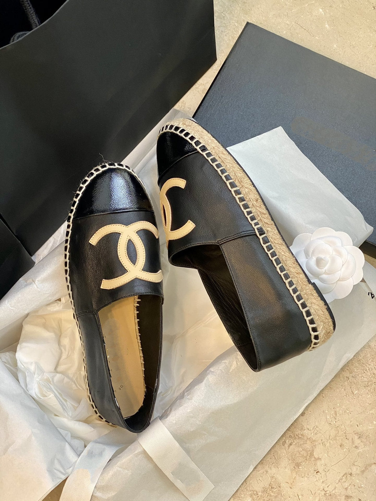 espadrilles black lambskin