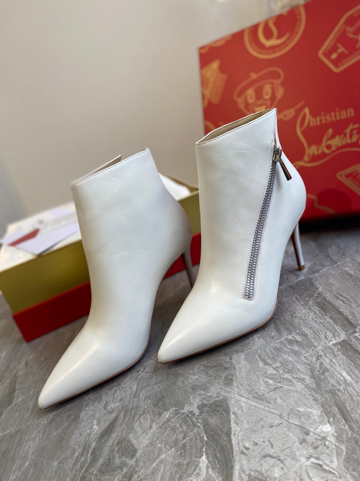 CL Birgikate Ankle Boots 85mm Calfskin White
