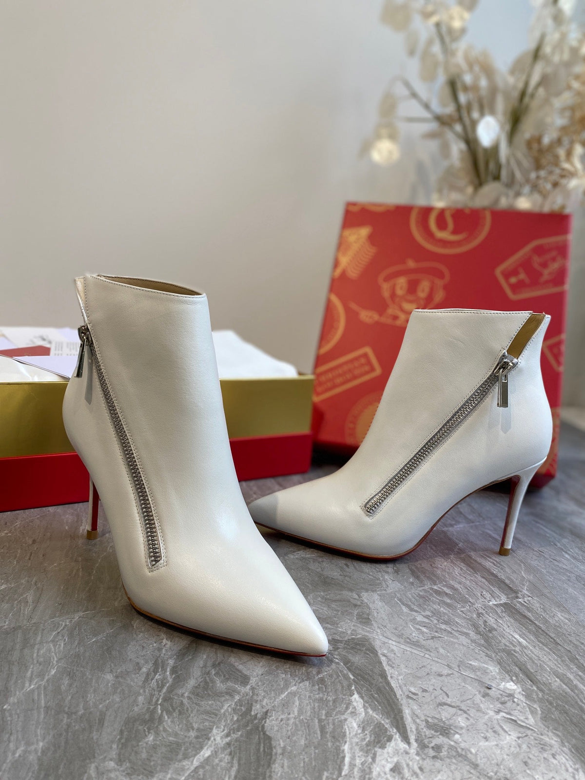 CL Birgikate Ankle Boots 85mm Calfskin White
