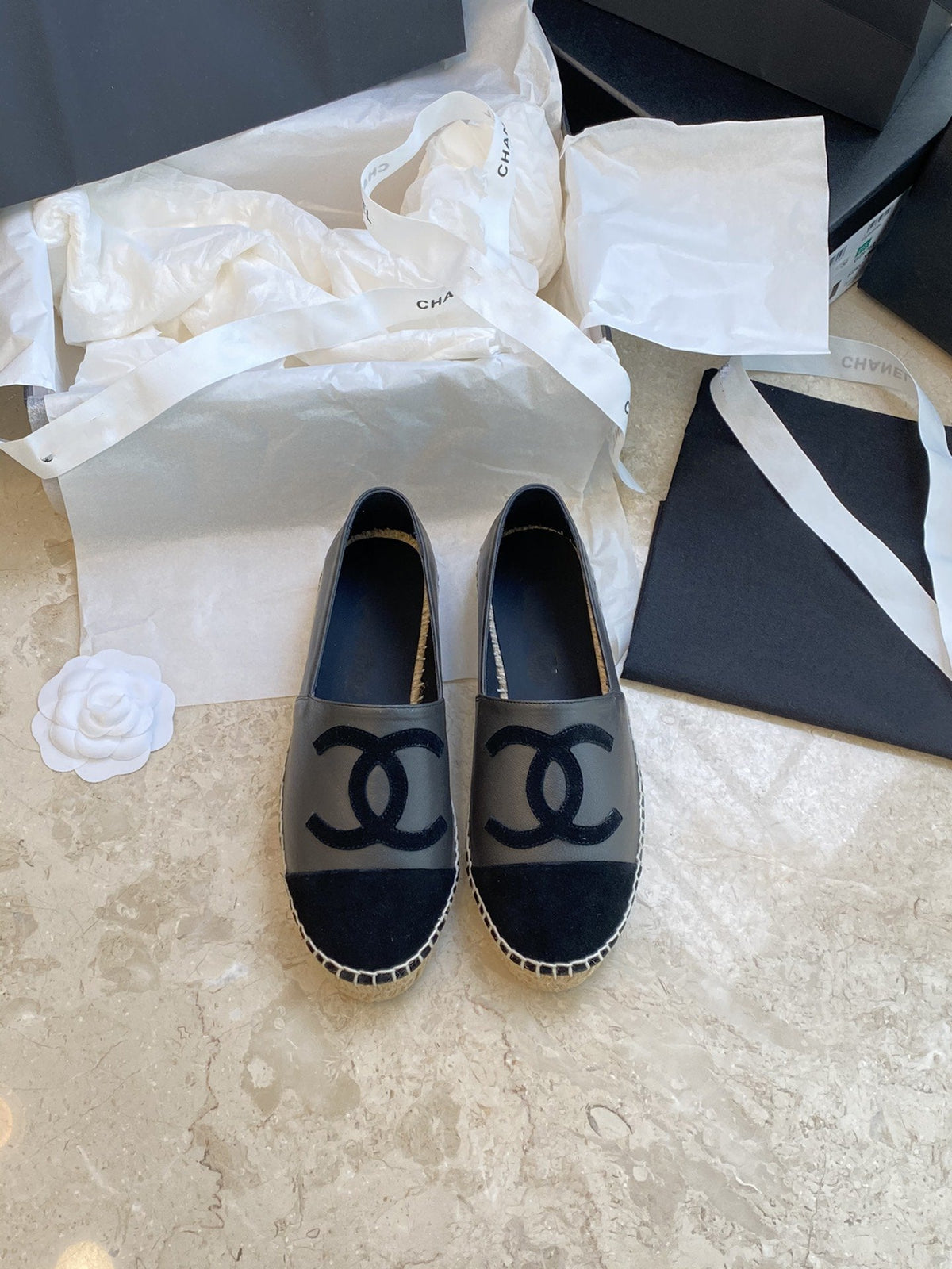 espadrilles dark grey lambskin black velvet