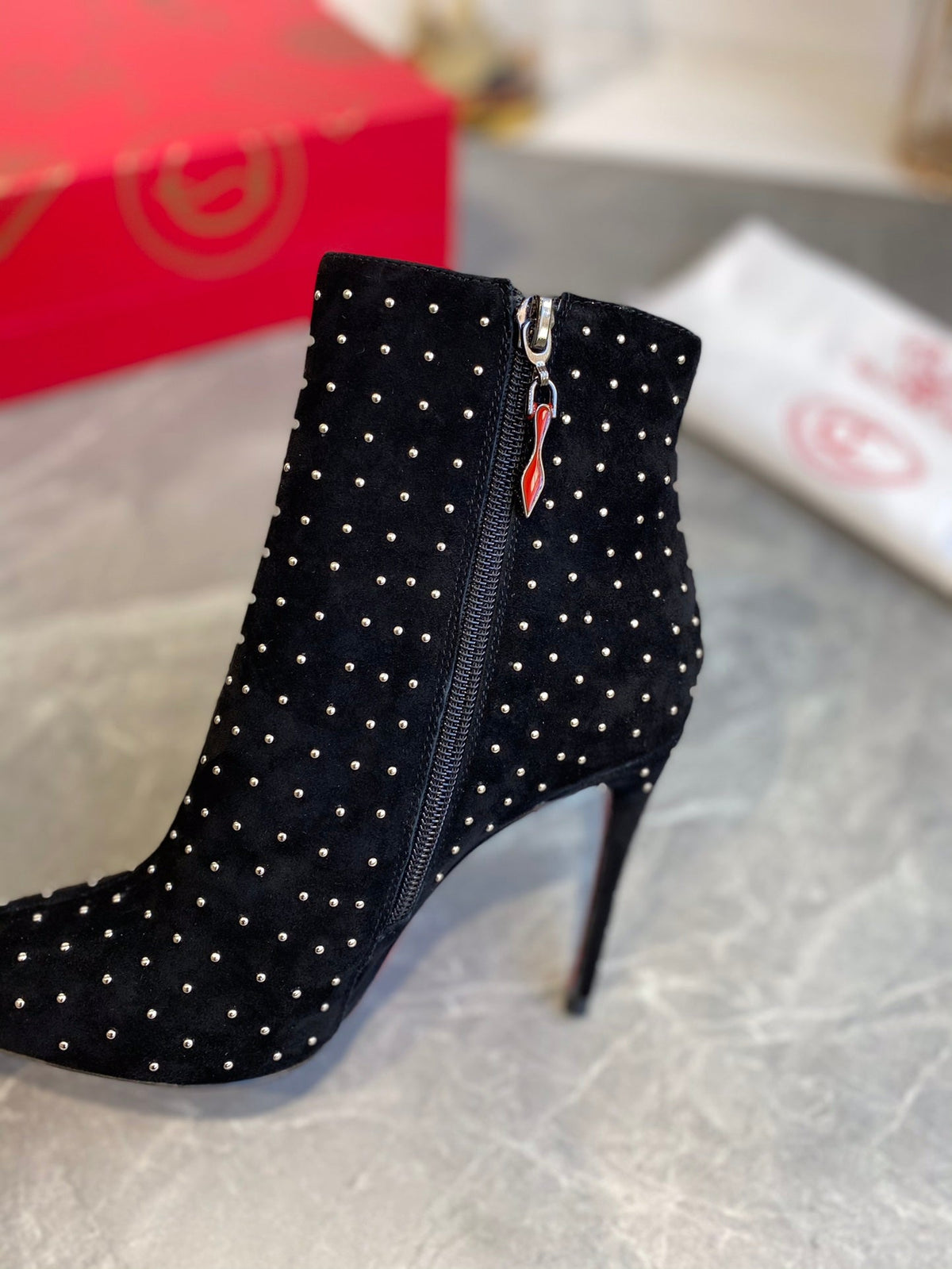 CL So Kate Booty Plume Ankle Boots 100mm Suede Black
