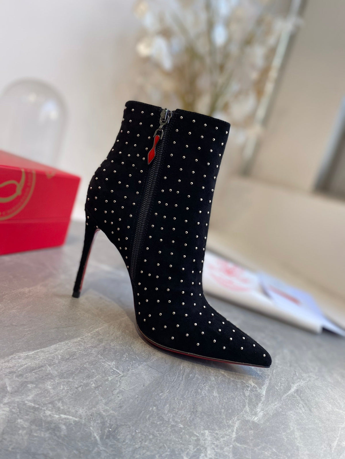 CL So Kate Booty Plume Ankle Boots 100mm Suede Black
