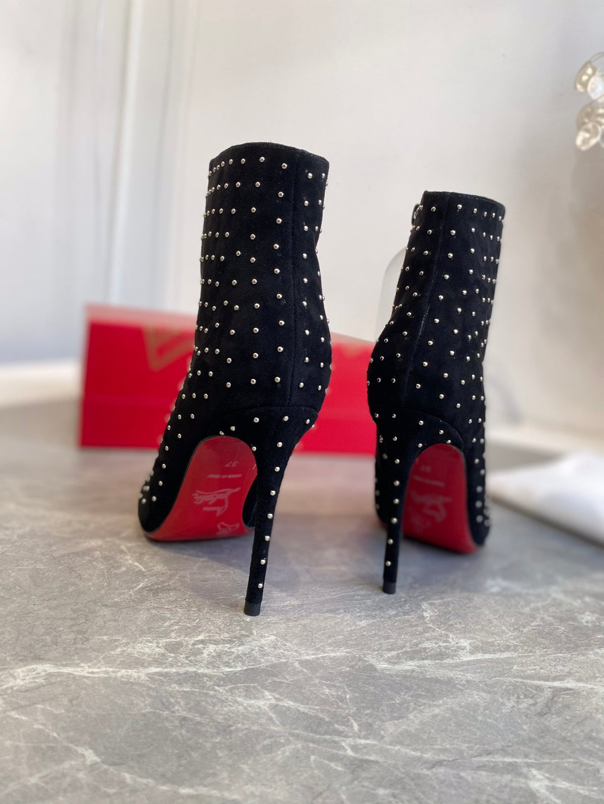 CL So Kate Booty Plume Ankle Boots 100mm Suede Black