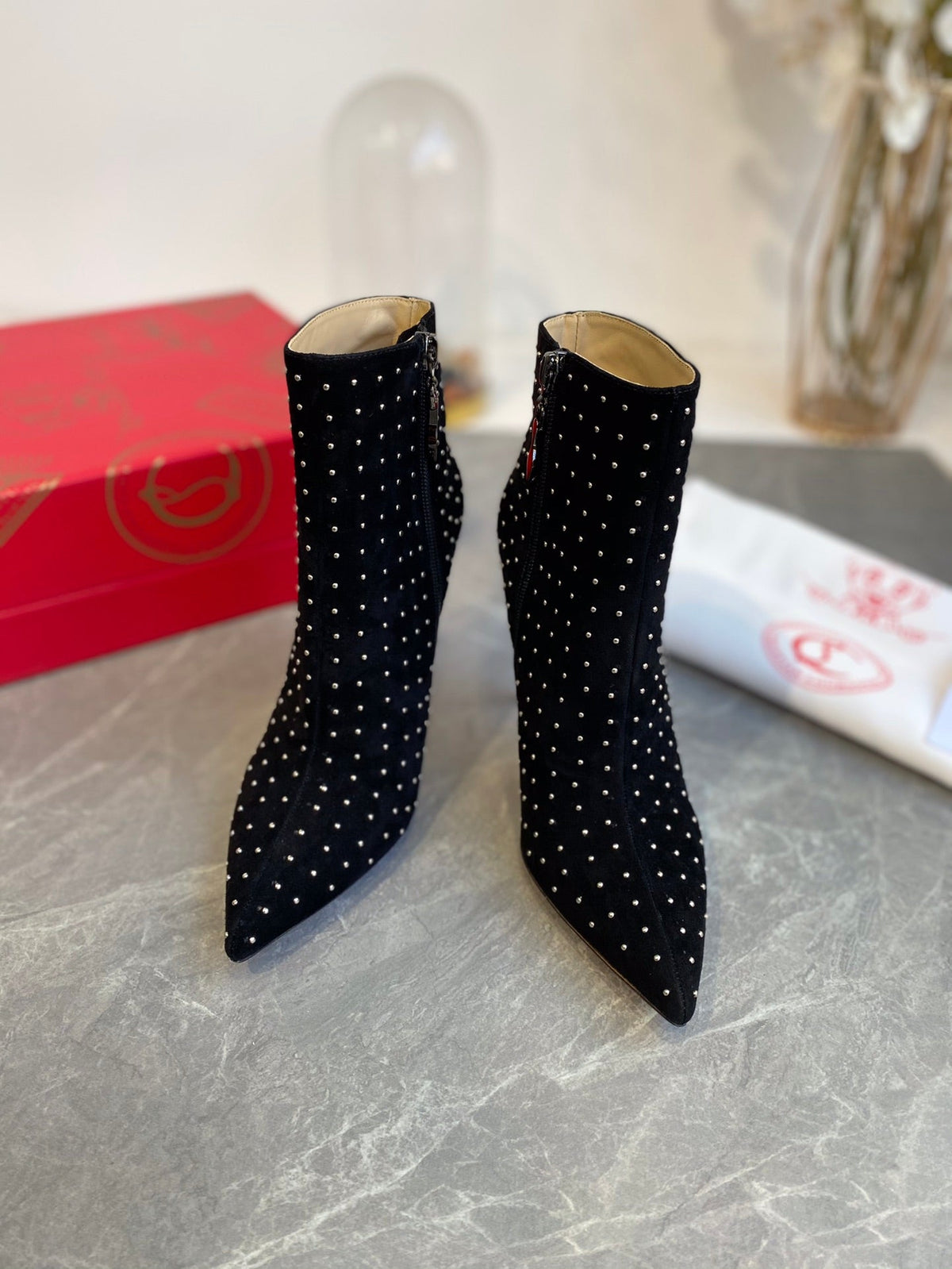 CL So Kate Booty Plume Ankle Boots 100mm Suede Black