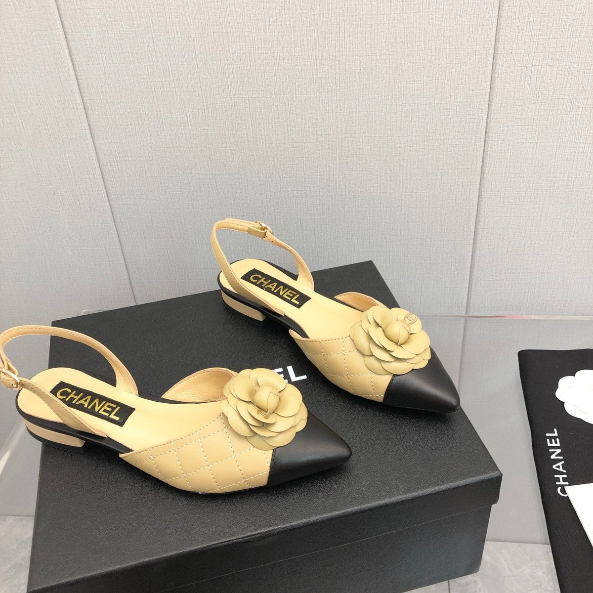 CC 25C 2CM Slingback Flats Buff Yellow Leather 213239