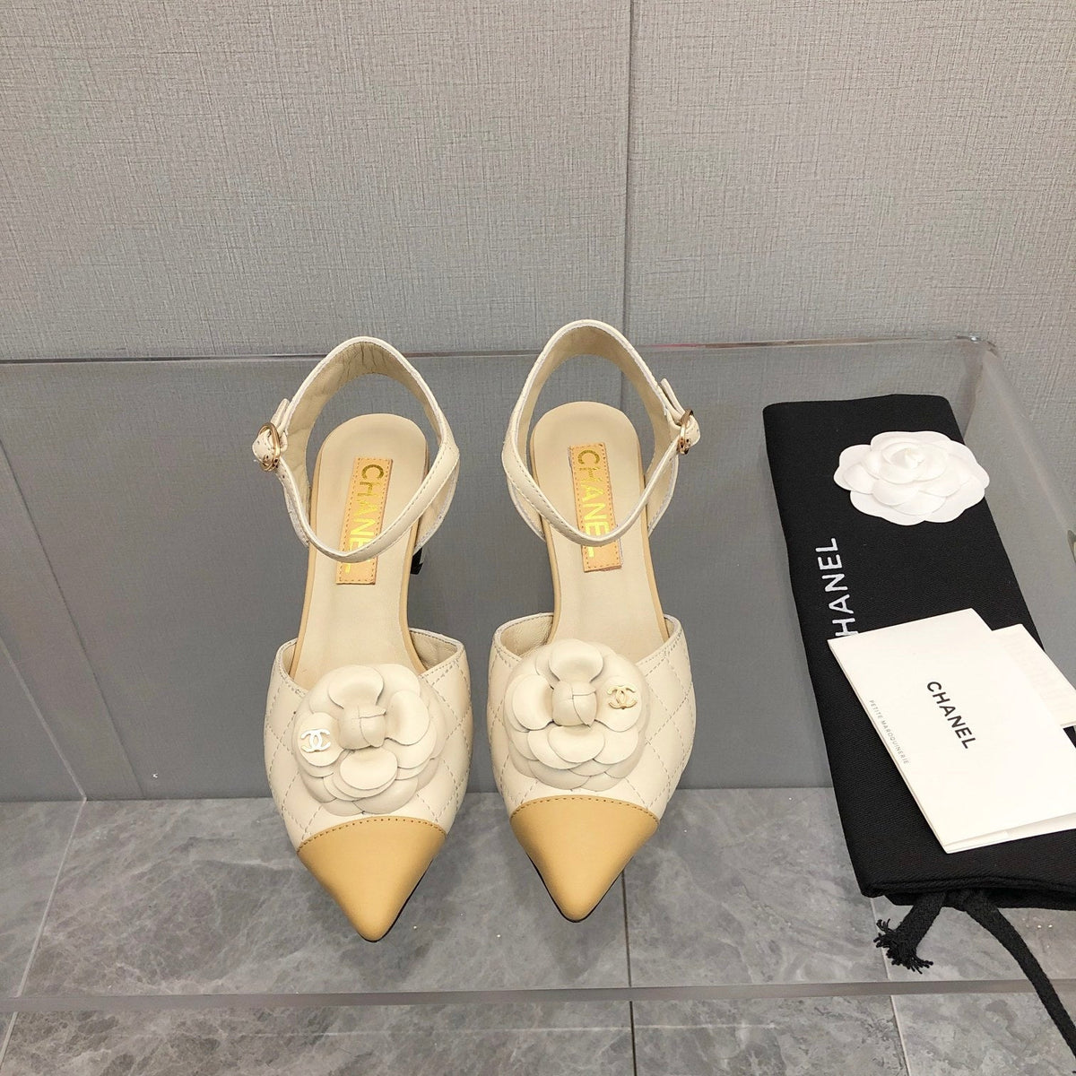 CC 25C 5CM Slingback Flats White Leather 213244
