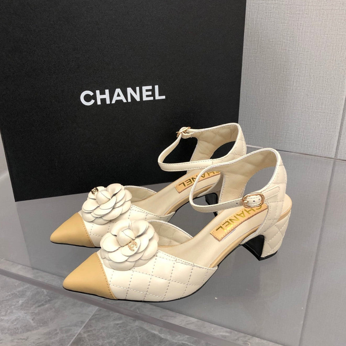 CC 25C 5CM Slingback Flats White Leather 213244