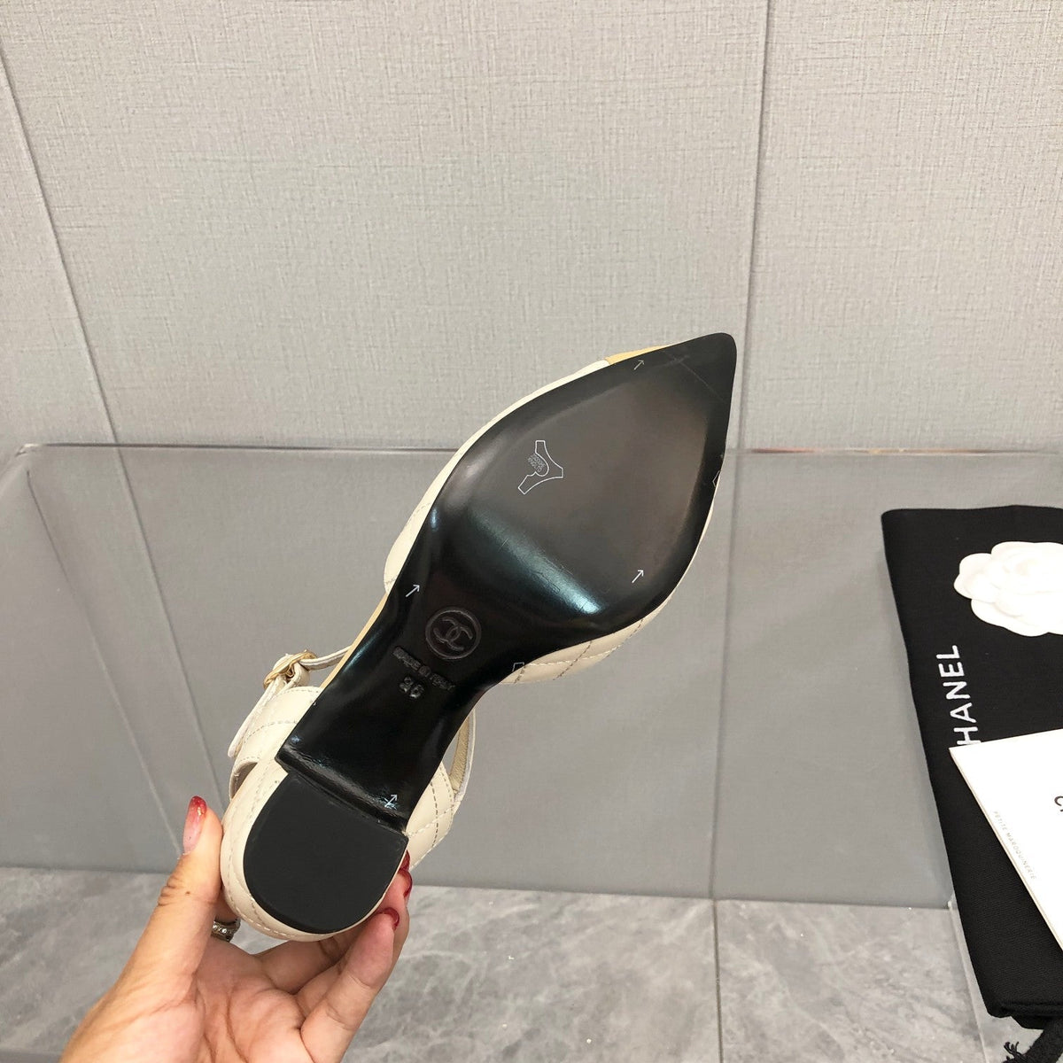 CC 25C 5CM Slingback Flats White Leather 213244