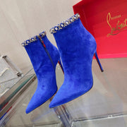 CL Chain Booty Ankle Boots 100mm Velvet Blue