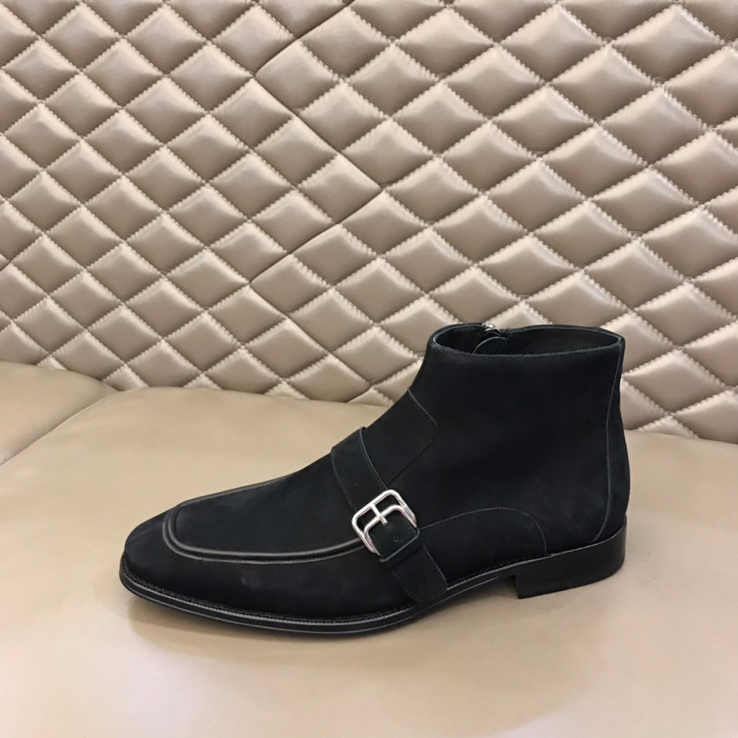 HM Men's Monk Boot Black Suede 527896