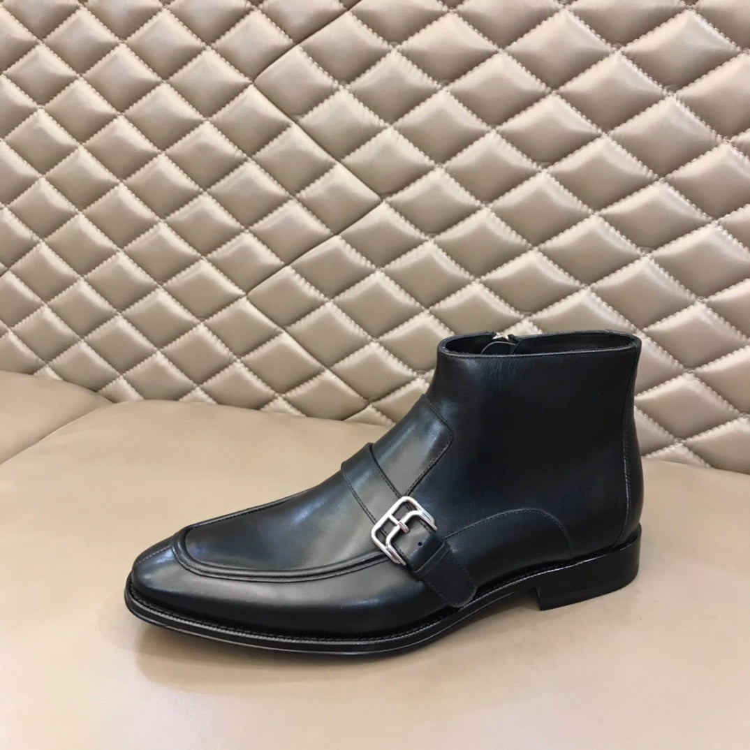 HM Men's Monk Boot Black Cowhide 527897