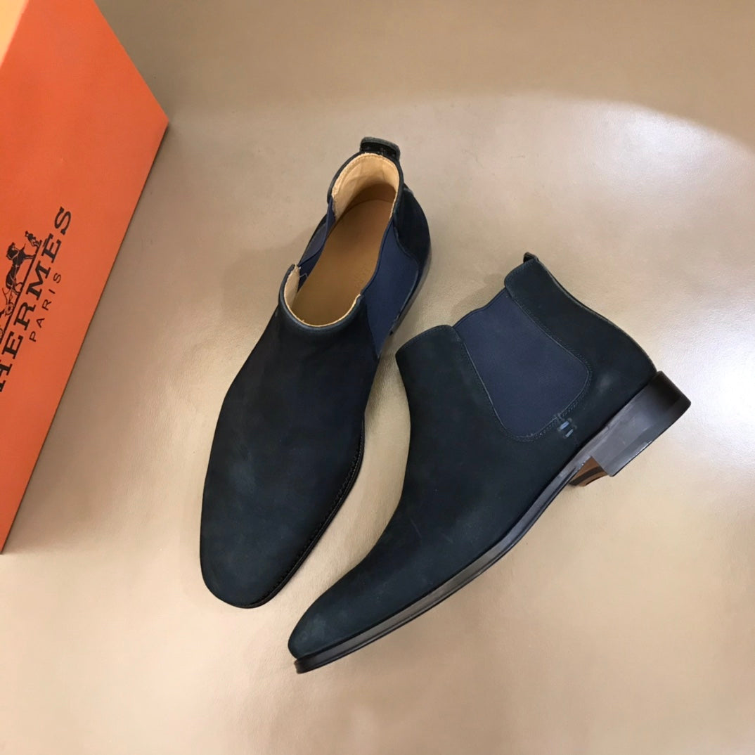 HM Men's Chelsea Boot Navy Blue Suede