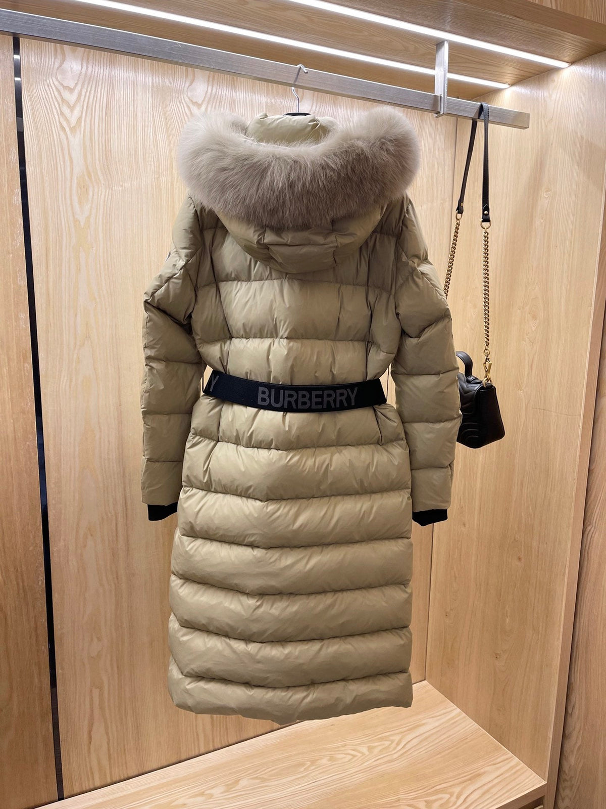 Burberry 25 Fur Collar Long Jacket Beige Down Nylon