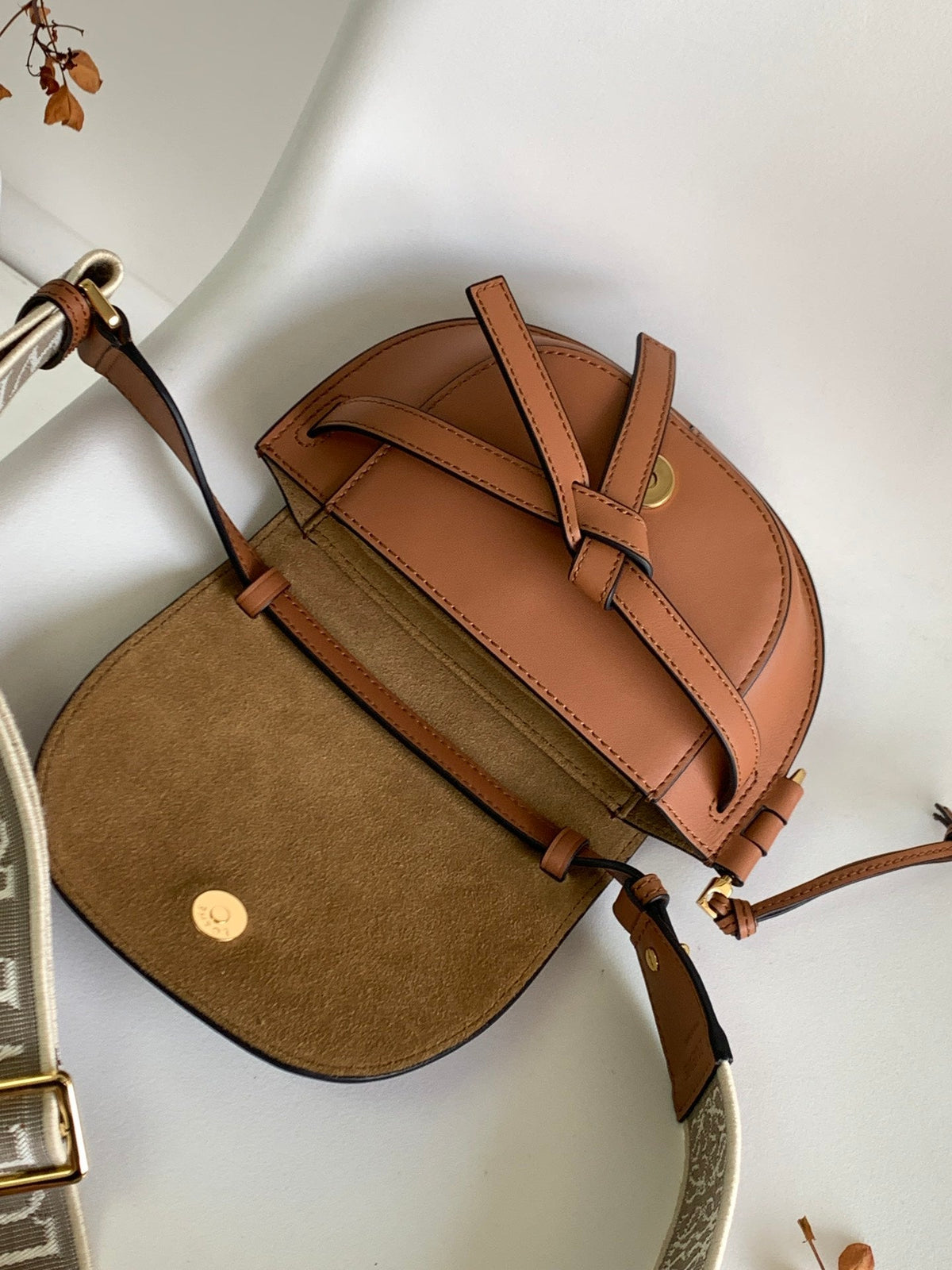 Mini Gate Dual Bag 21cm Tan Calfskin