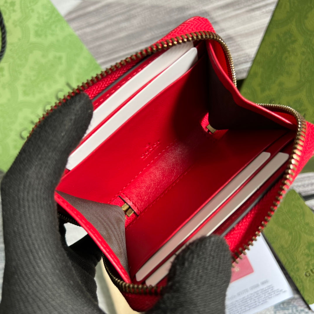 GG MARMONT MINI 11 WALLET CHERRY RED CALFSKIN