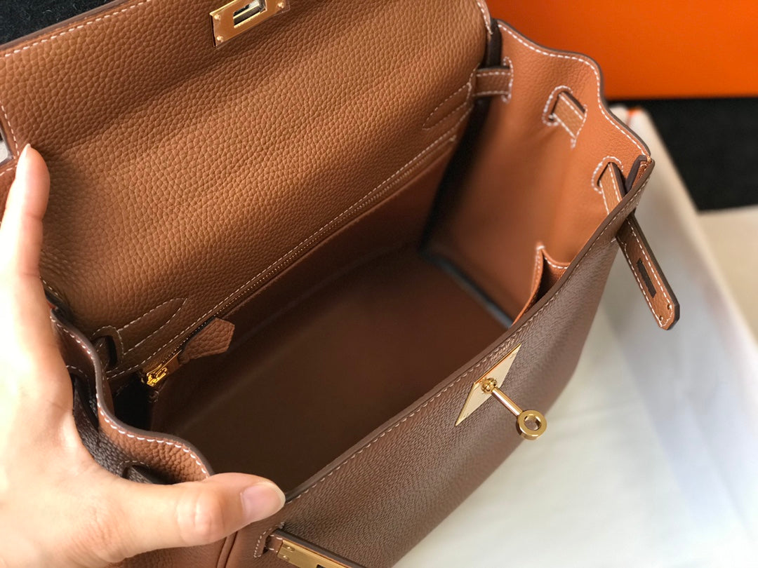 HM KELLY 25CM YELLOW OCHRE TOGO GOLD HARDWARE