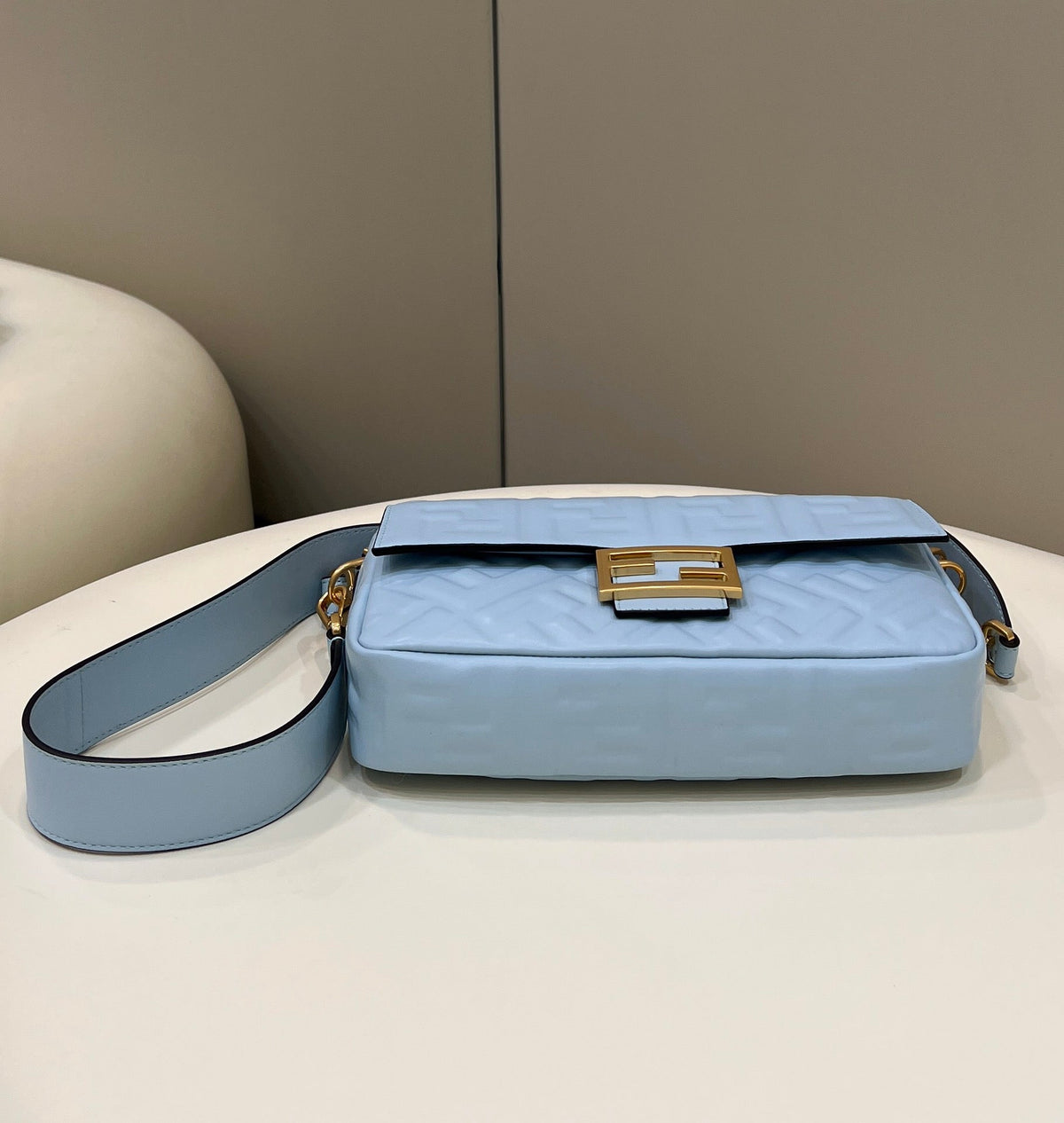 Baguette 27cm Cloud Blue Lambskin Gold Hardware