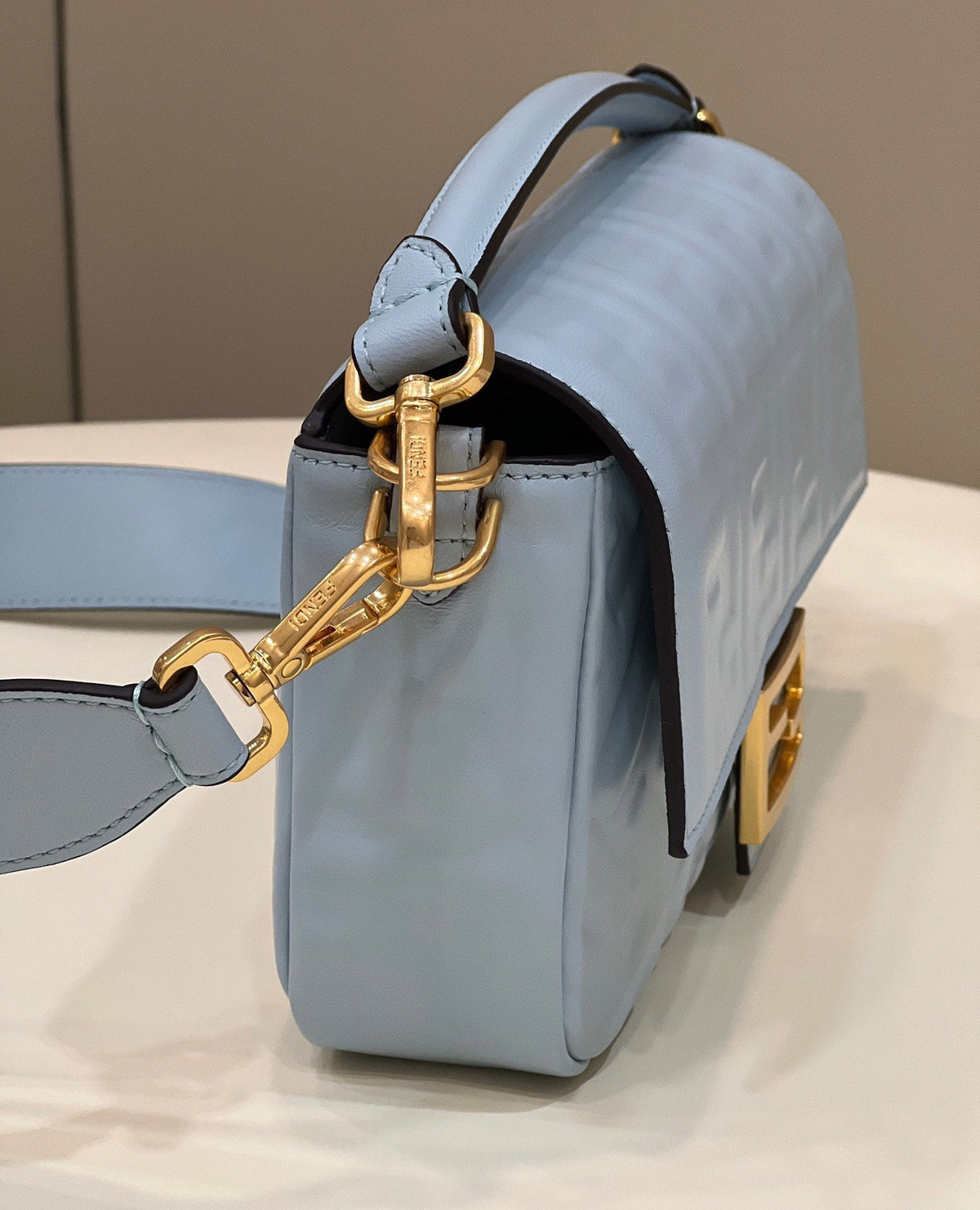 Baguette 27cm Cloud Blue Lambskin Gold Hardware