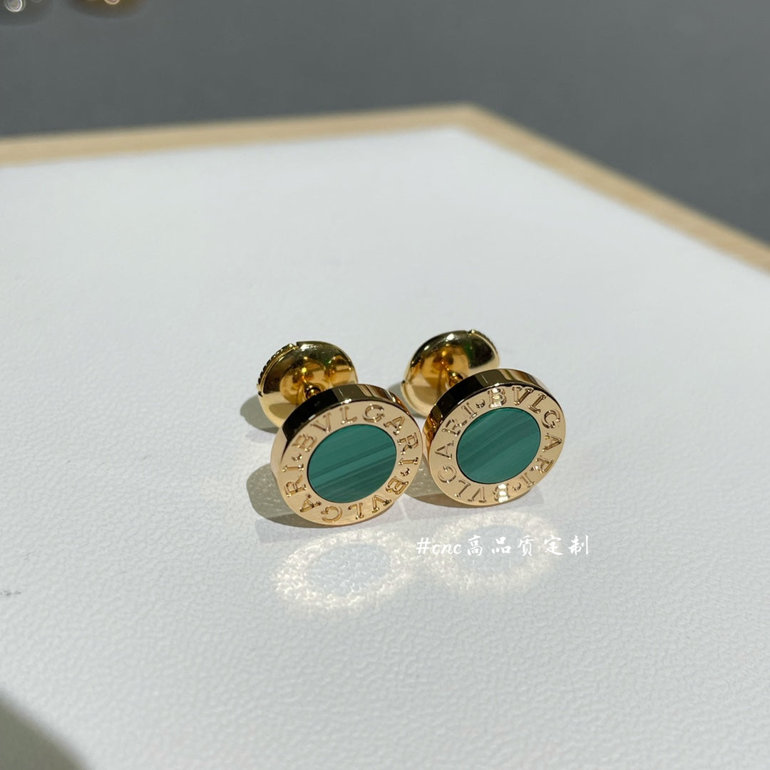 BVL EARRINGS CLUSTER MALACHITE GOLD