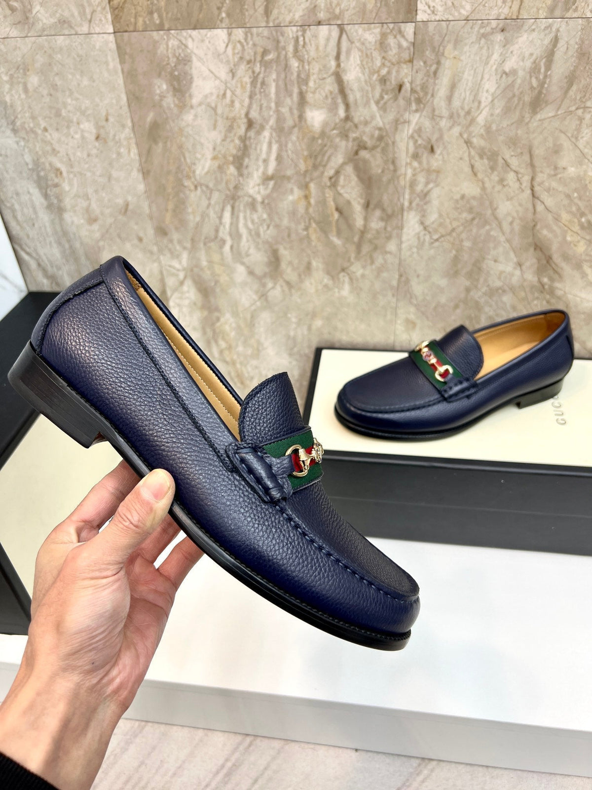 GG Men's Loafer Blue Water-Dyed Cowhide 522526