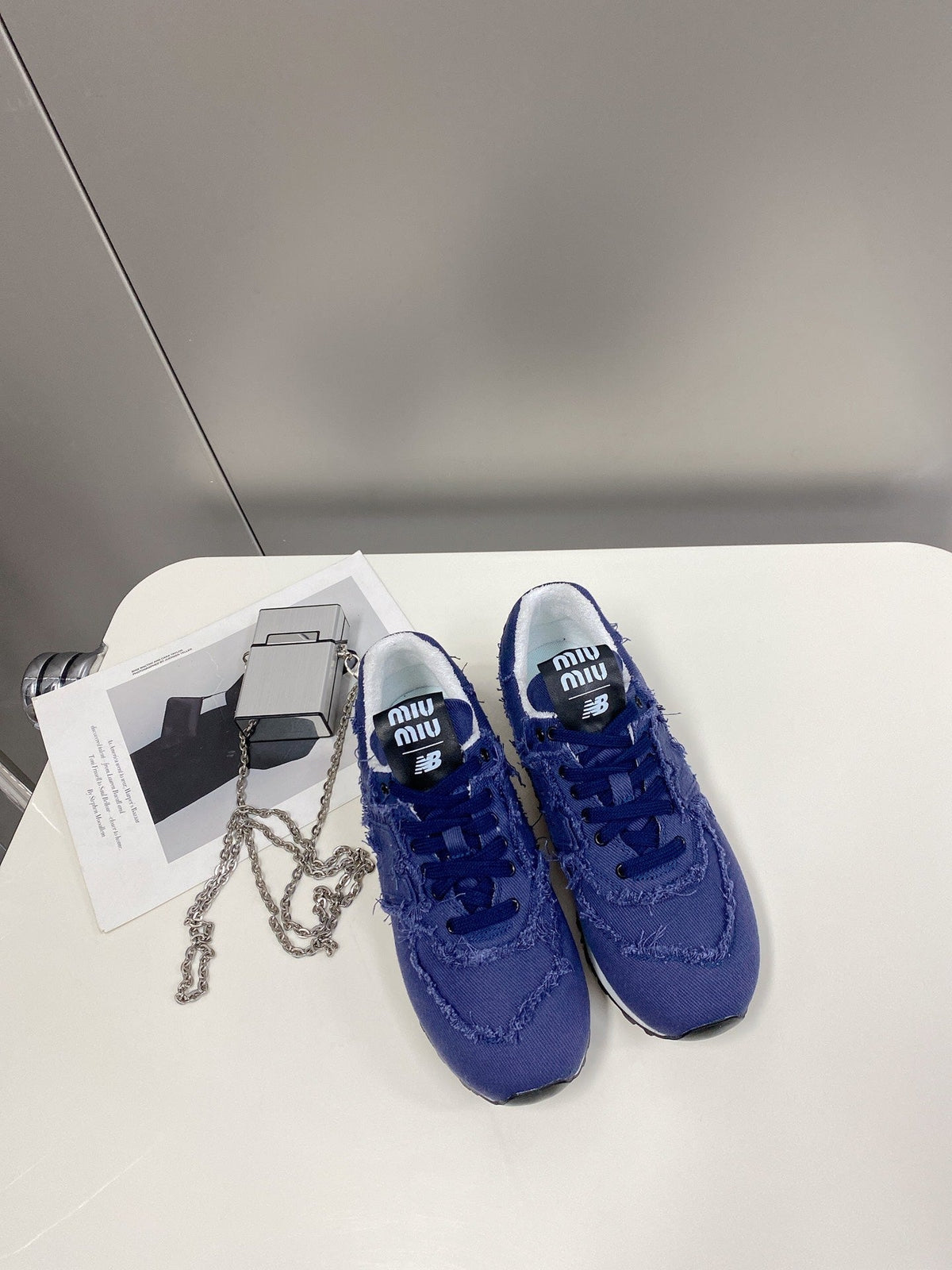 miu sneaker balance 574 blue denim