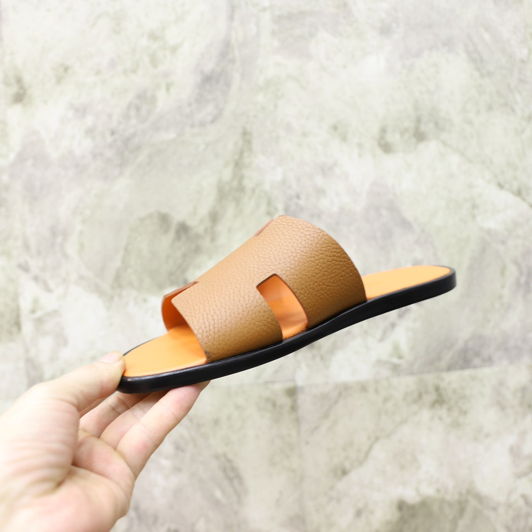 HM IZMIR SANDAL TANGERINE AND BRONZE LAMBSKIN