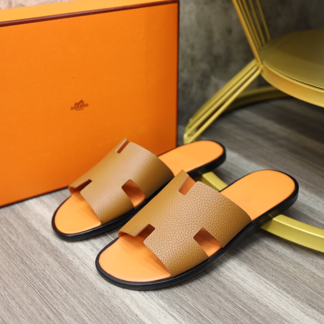 HM IZMIR SANDAL TANGERINE AND BRONZE LAMBSKIN