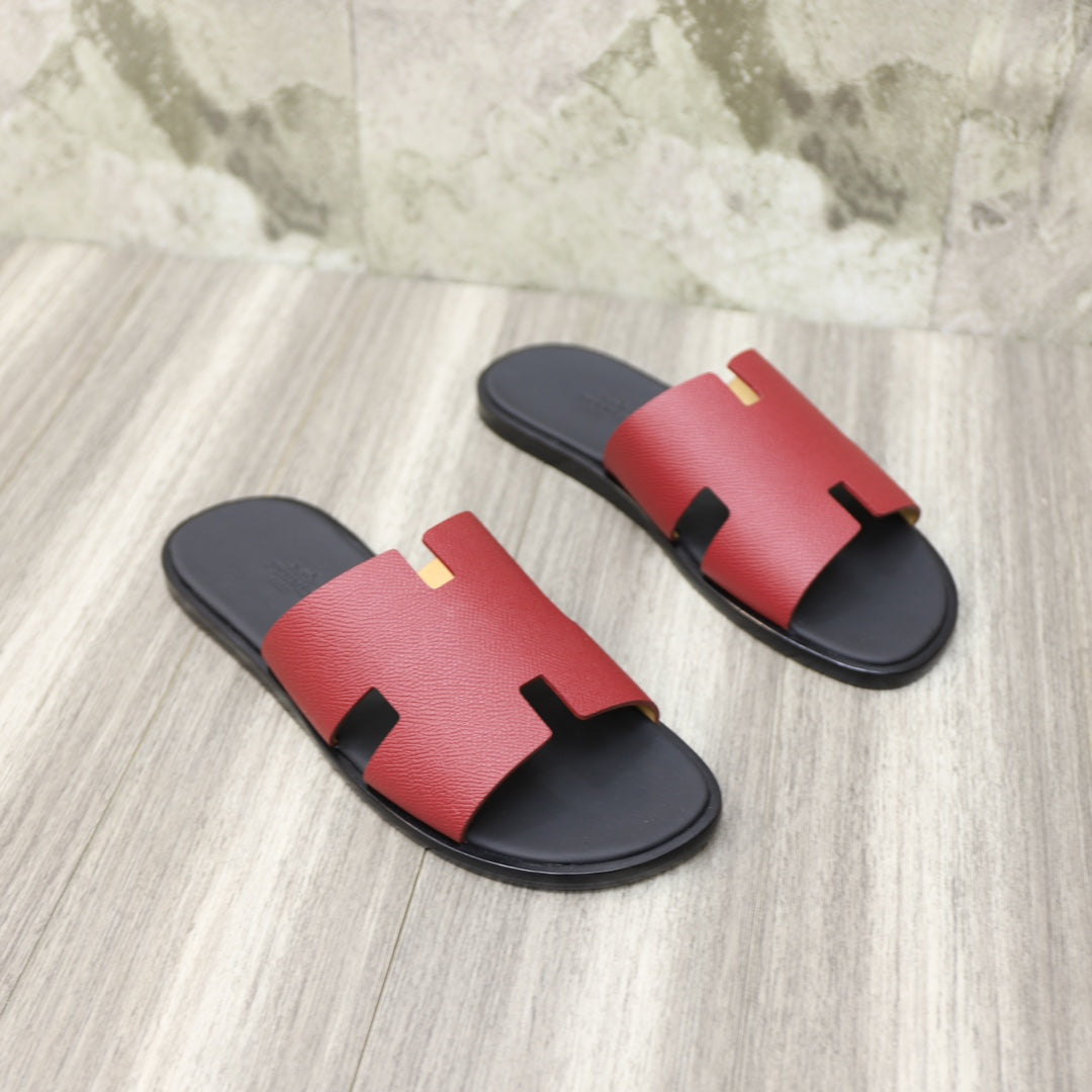 HM IZMIR SANDAL BLACK AND CHERRY CALFSKIN
