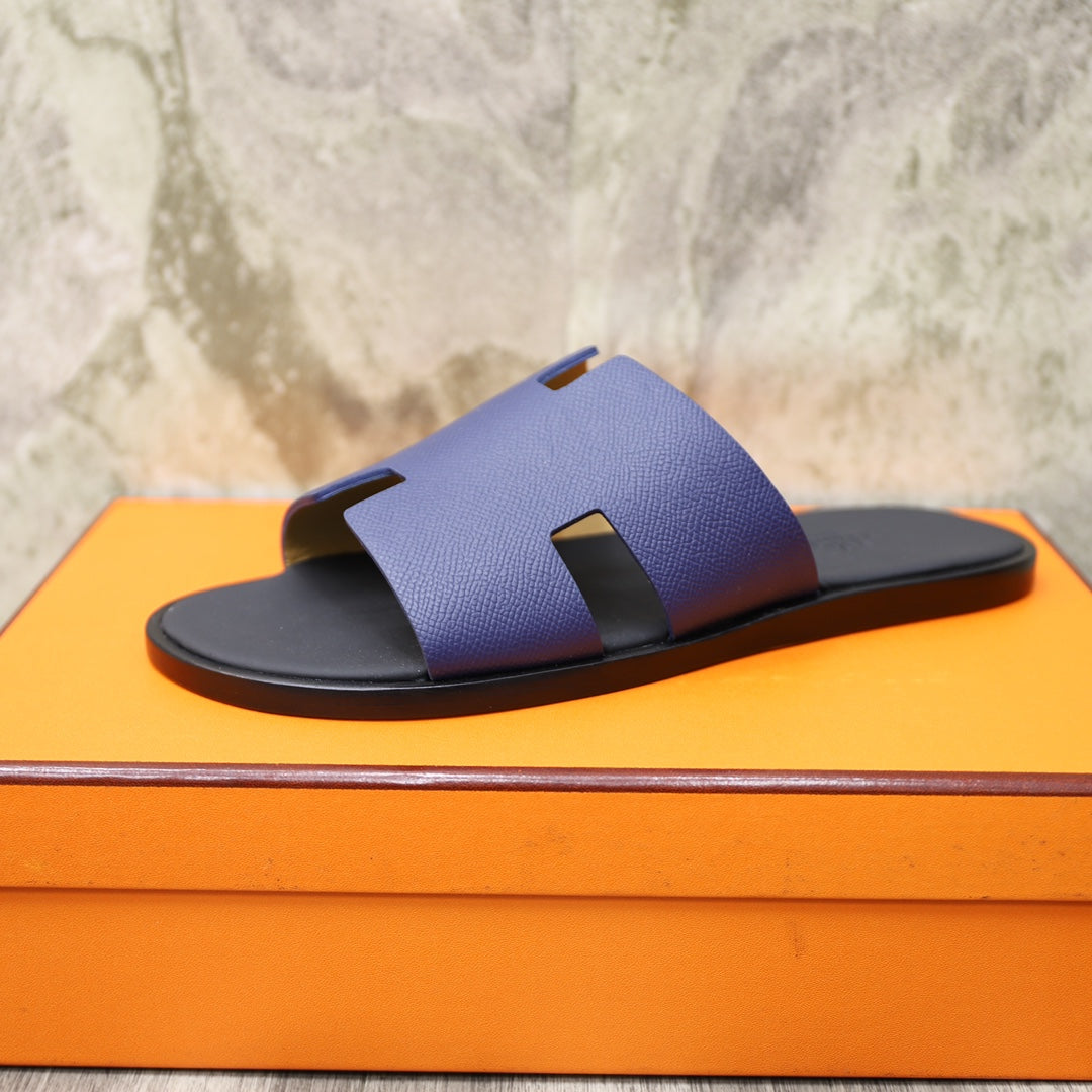 HM IZMIR SANDAL BLACK AND NAVY CALFSKIN