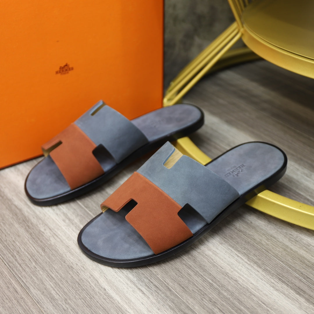 HM IZMIR SANDAL STONE AND RUSSET SUEDE