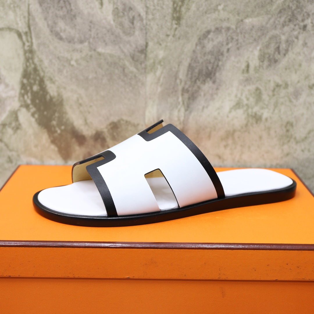 HM IZMIR SANDAL WHITE AND BLACK CALFSKIN