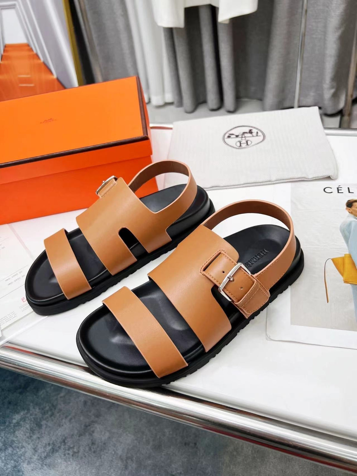 HM HENRIO SANDAL COPPER CALFSKIN