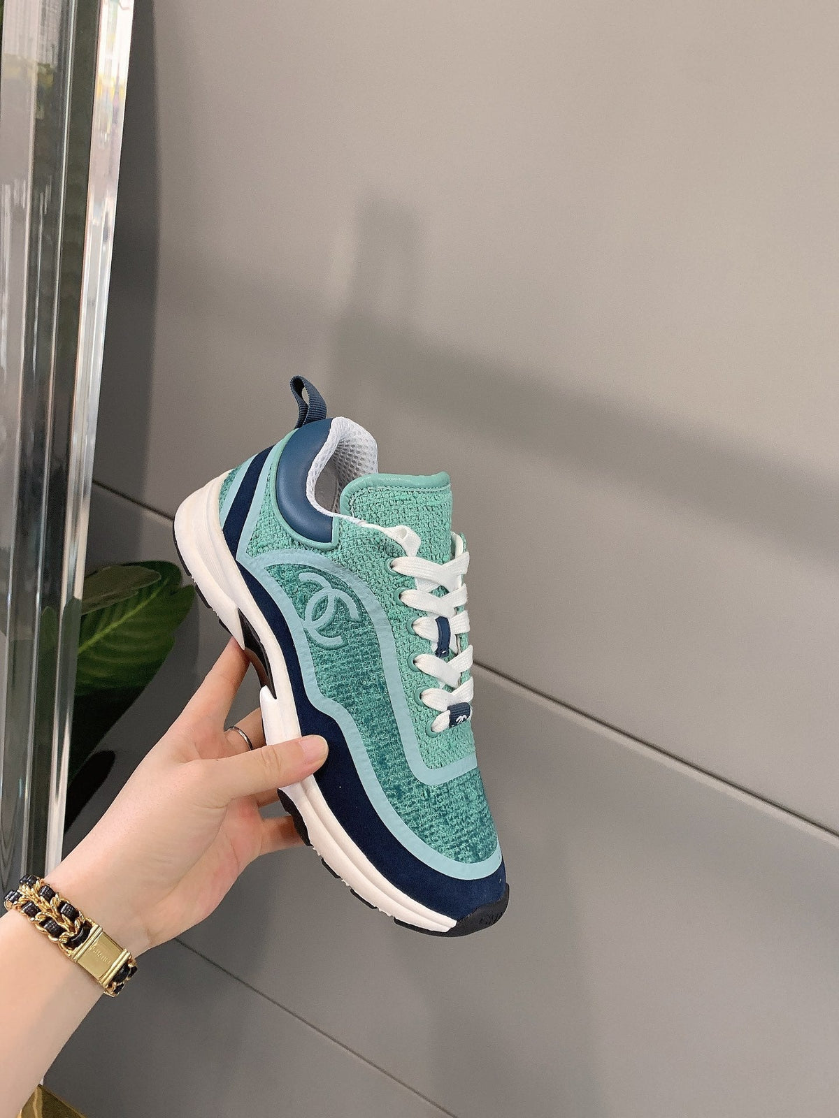 CC Sneaker In Turquoise Wool 145623