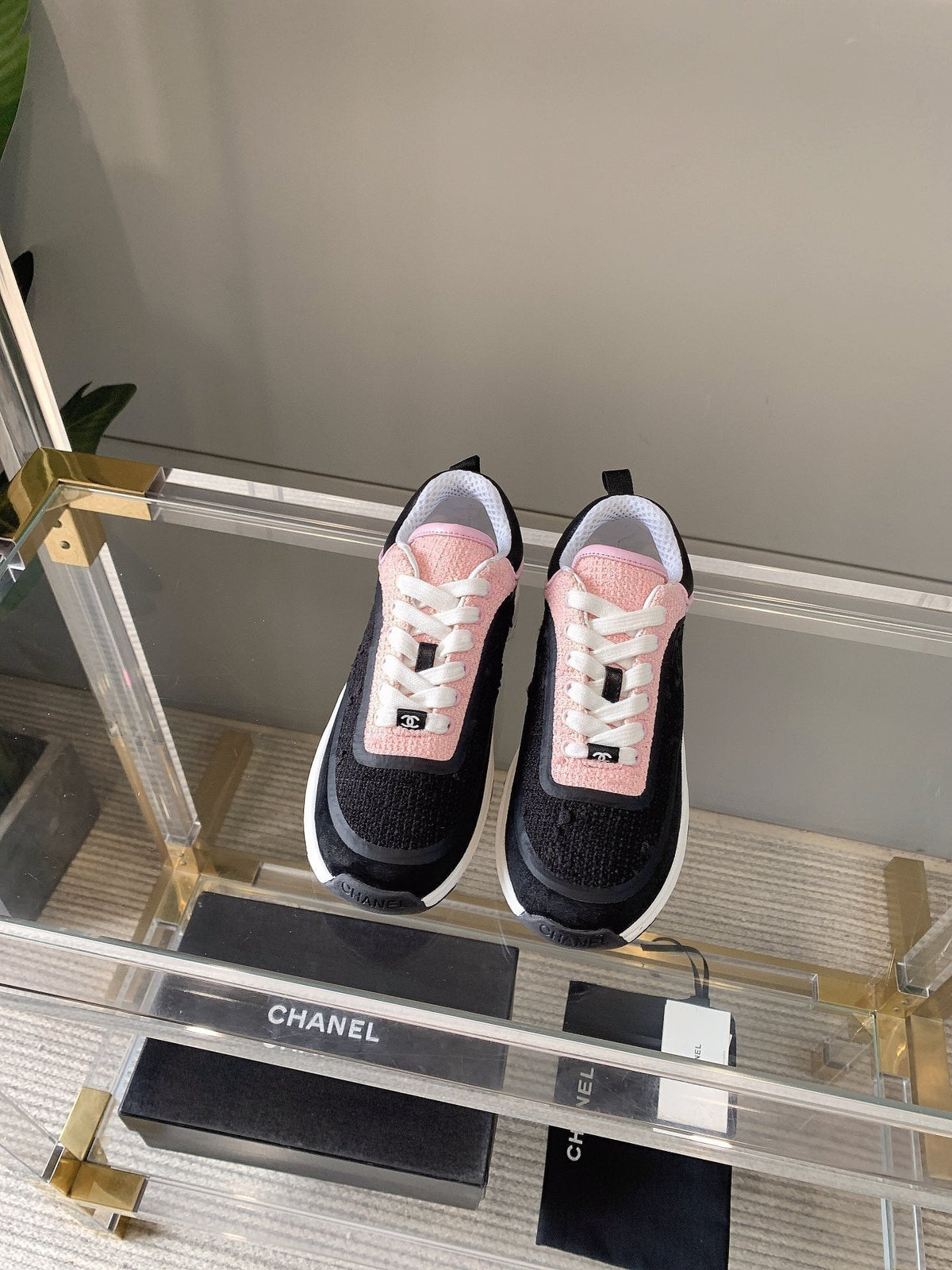 CC Sneaker In Black Mix Pink Wool 145624