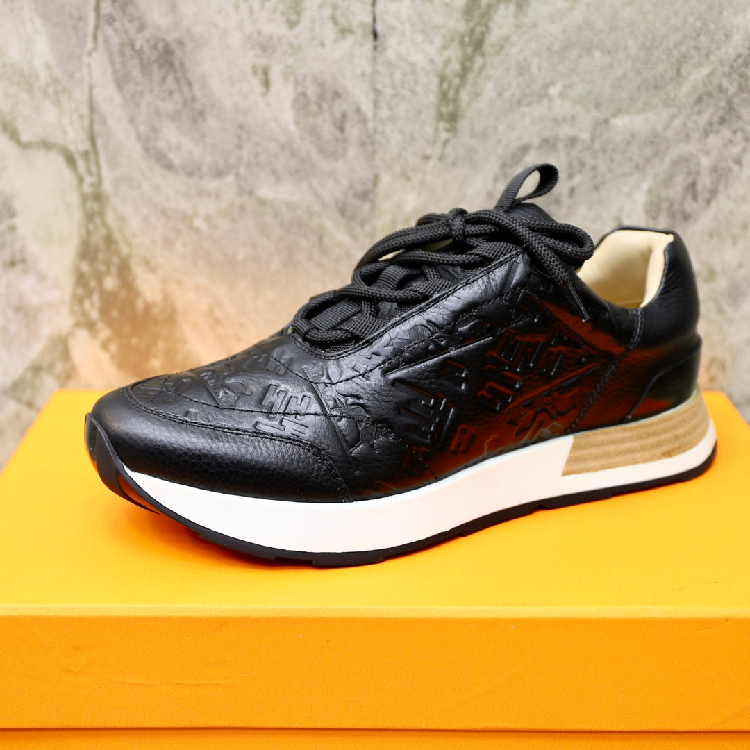 HM EMBOSSED ICON SNEAKER BLACK CALFSKIN
