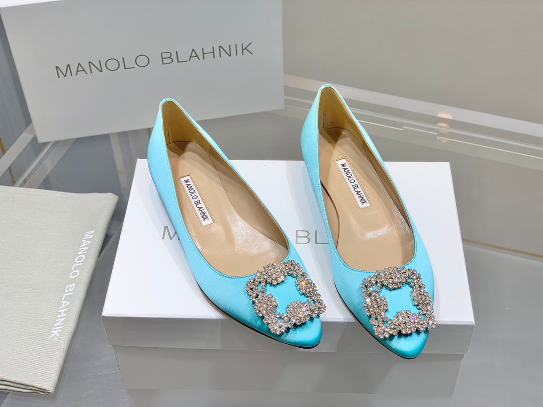 Manolo Diamond Buckle Pumps Electric Silk 327503