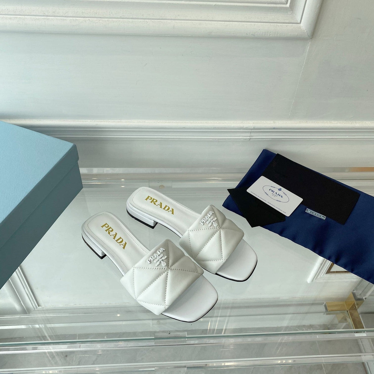 Pra Slide 25 Quilted White leather
