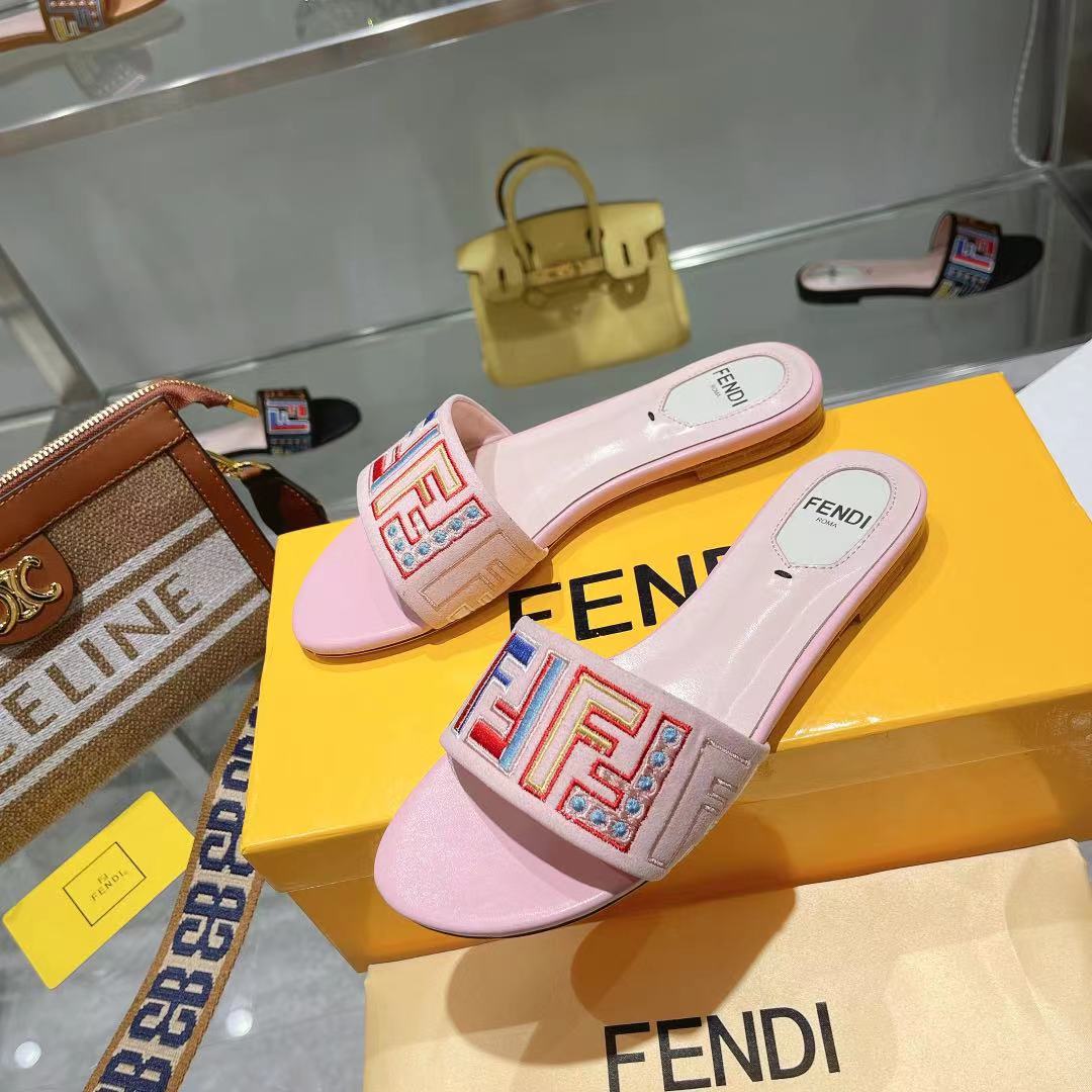FF Multicolor Logo Slide Pink Leather