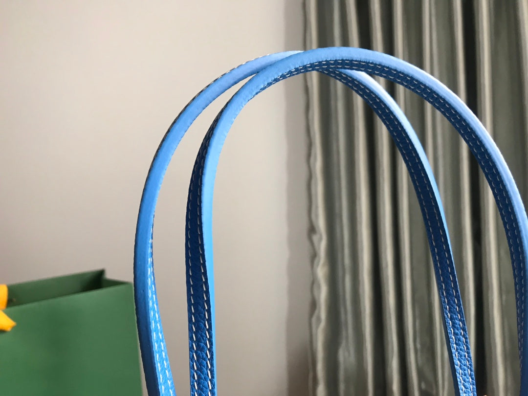 HARDY PM BAG 40 IN SKY BLUE GOYARDINE CANVAS AND TAURILLON LEATHER TRIM