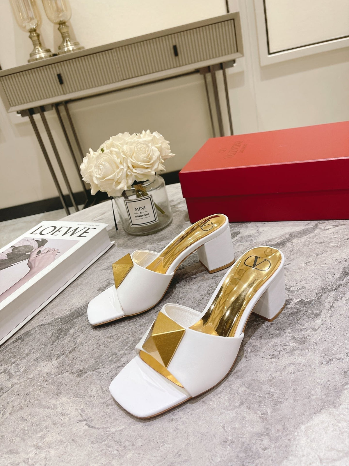 Valentino 25 Mid Heel Mules Calfskin
