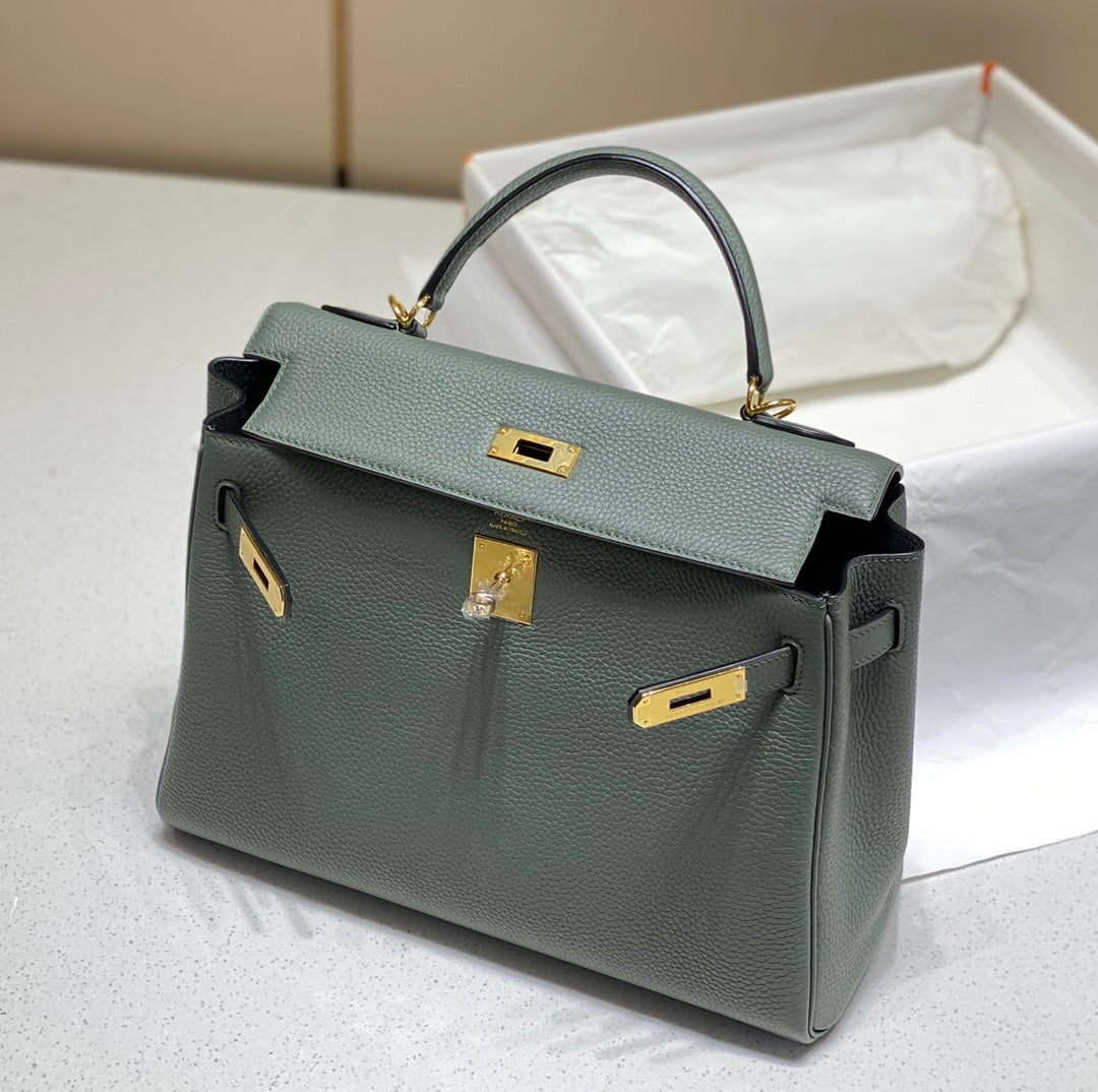 HM KELLY 28CM DARK GREY TOGO GOLD HARDWARE