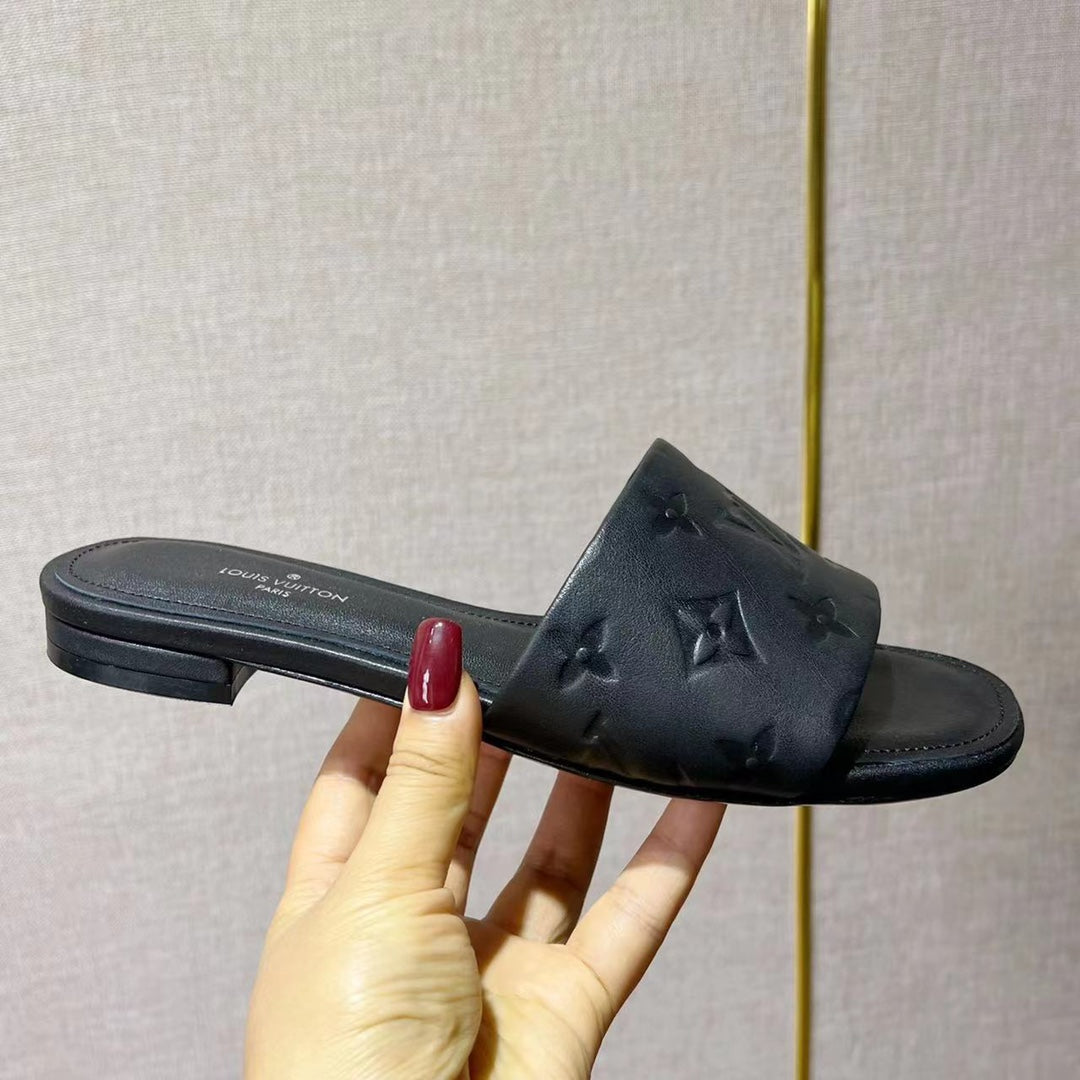 LV Neo Revival Flat Mule 15mm Black Cowhide