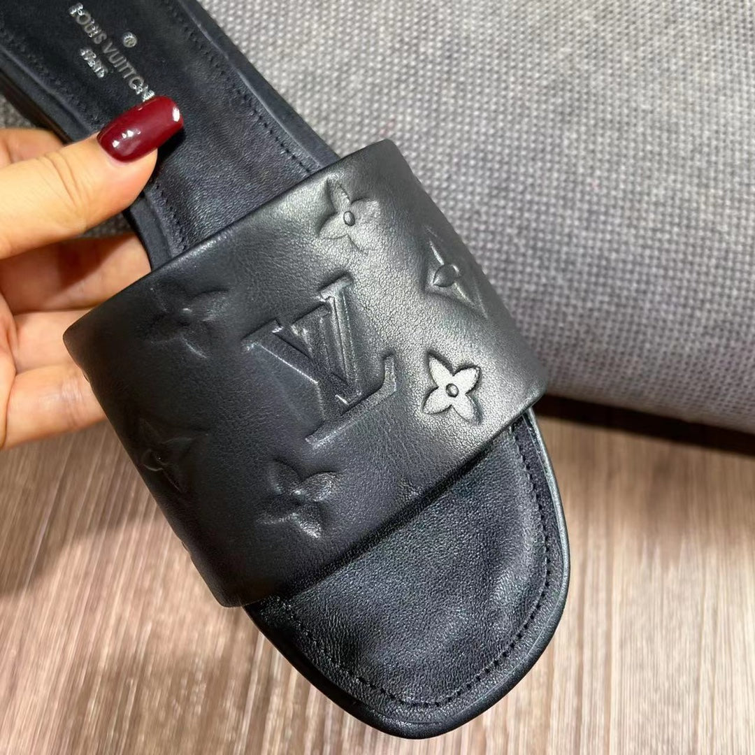 LV Neo Revival Flat Mule 15mm Black Cowhide